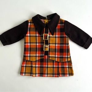 Vintage orange and brown plaid mini dress little girl size 2/3T